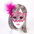 thumbnail image 1 of Máscara de plumas de encaje congelada para fiesta de mascarada, máscara de princesa para adultos, máscara de actuación de disfraces, 1 of 5