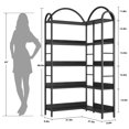 thumbnail image 2 of Industrial 5 niveles de esquina arched metal frame en forma de l wood y metal abiertos almacenamiento estante de libros in negra para sala de estar, dormitorio, kitchen, y oficina en casa, 2 of 6