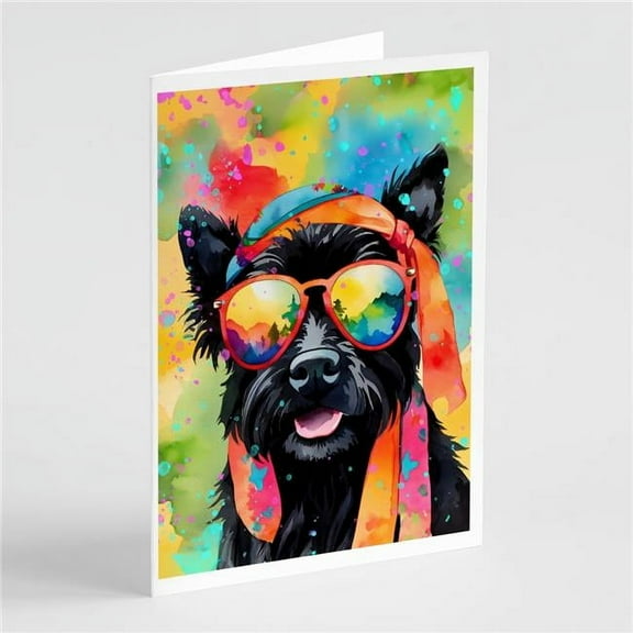 Scottish Terrier Hippie Dawg Greeting Cards Pack of 8 7 in x 5 in