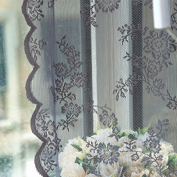 JeashCHAT Flower Lace Sheer Curtain , Flower Embroidered Tulle Curtain, Rod Pocket Retro Style Voile Drapes for Living Room Bedroom Window Treatments Yard Patio