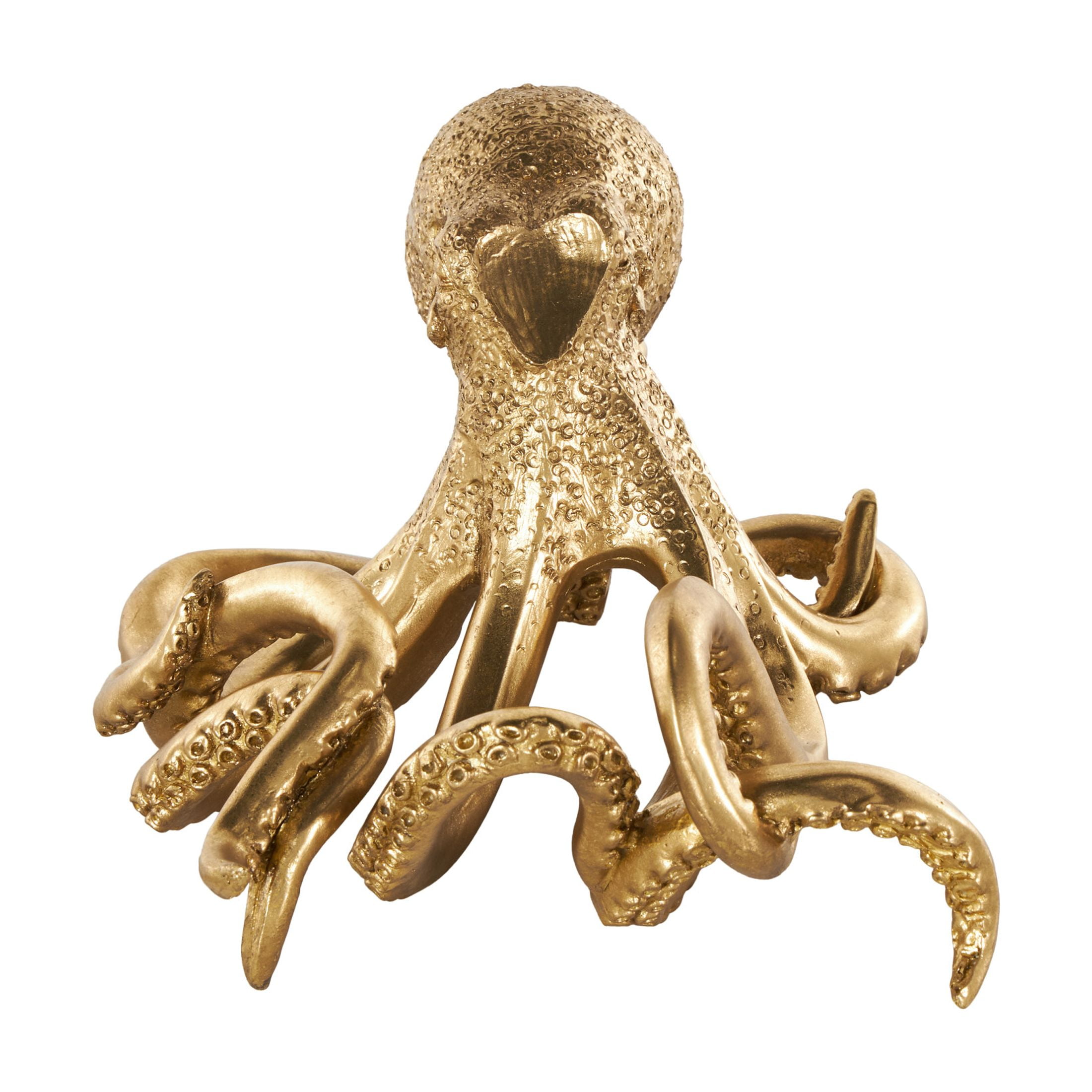 DecMode 10" x 7" Gold Resin Single Bottle Octopus Wine Holder, 1-Piece