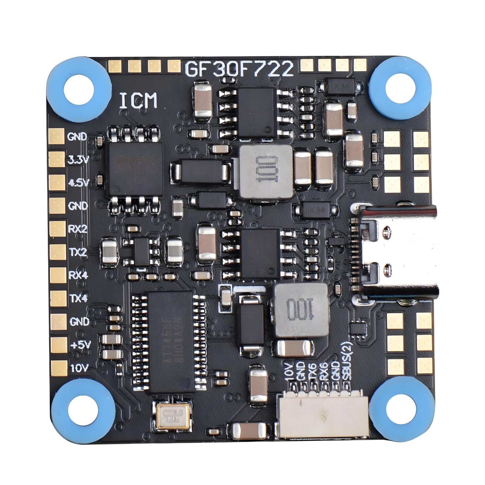 JHEMCU GF30F722-ICM F7 Flight Controller – STM32F722RET6, ICM-42688-P Gyro, 3–8S LiPo, Dual BEC 5V/10V, Betaflight OSD Blackbox for FPV Racing & Freestyle Drones