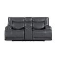 thumbnail image 2 of New Classic Furniture Titan Faux Leather Console Loveseat in Gray, 2 of 10
