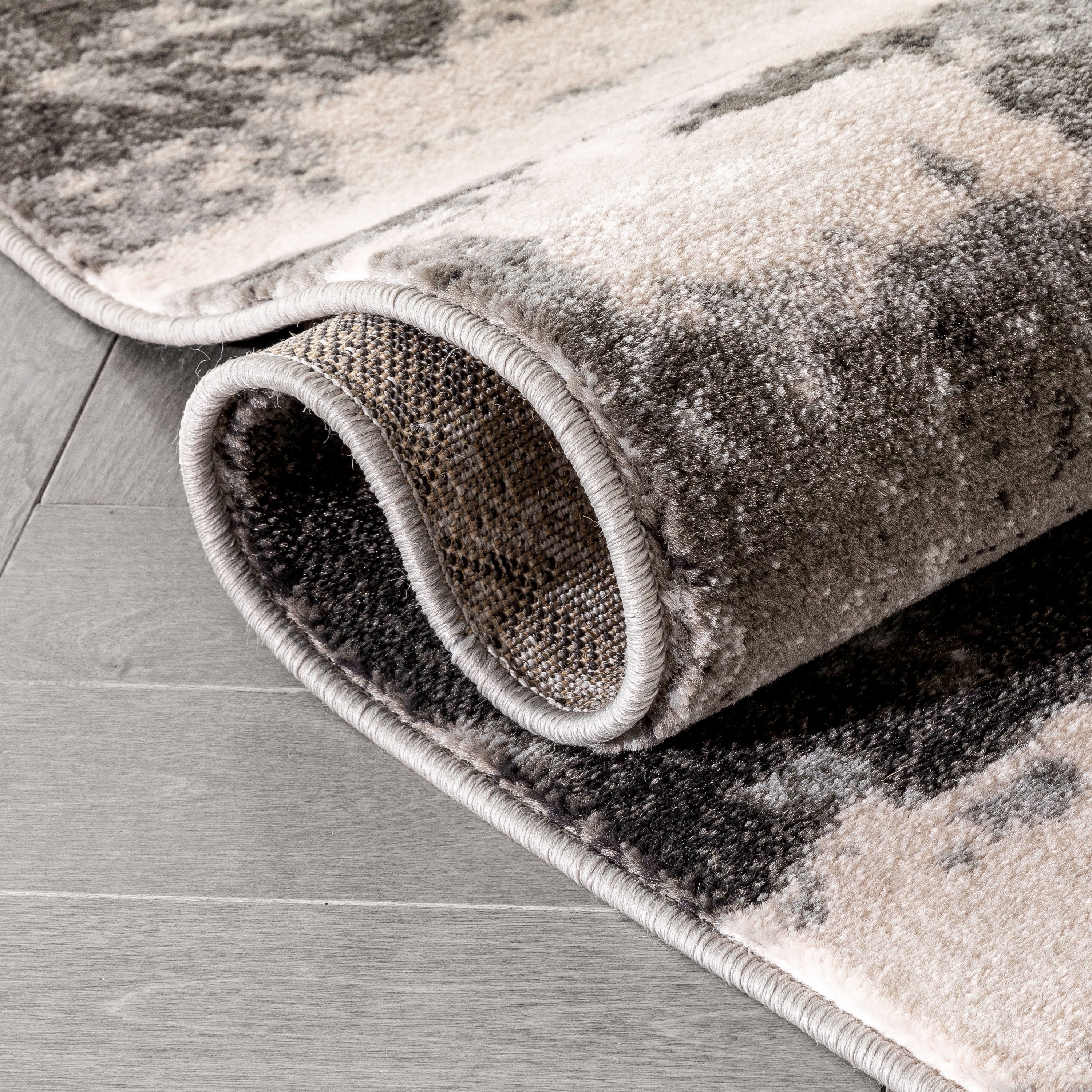 Well Woven Caila Grey & Black Brush Stroke Abstract Geometric Runner Rug 2x7 (2'3" x 7'3")