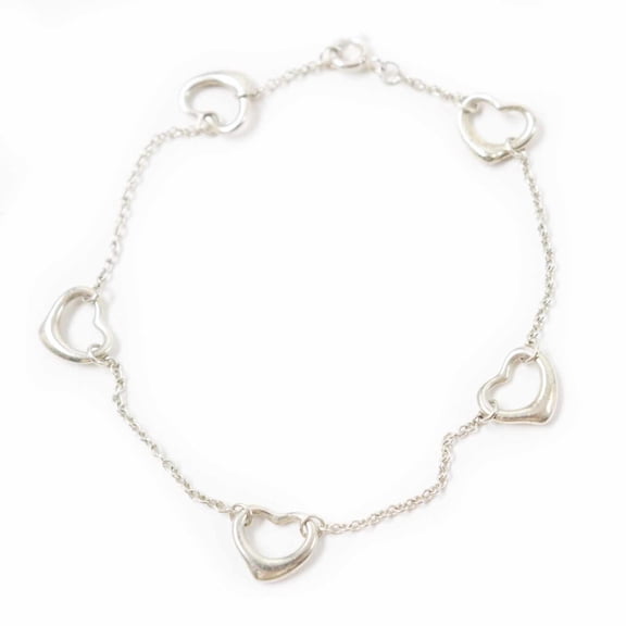 Pre-Owned TIFFANY & Co. Tiffany Open Heart 5-Piece Bracelet, SV925 Silver, 3.7g, Women's