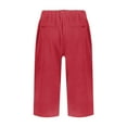 thumbnail image 5 of GZWYHT Linen Bermuda Shorts For Women，Beach Lightweight Capri Pants High Waisted Loose Fit Knee Length Long Linen Shorts Cotton Linen Shorts With Pockets Trendy Casual，Pink S, 5 of 8
