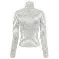 thumbnail image 4 of Made by Olivia Women's Tight Fit Lightweight Solid/Stripe Long Sleeves Turtle Neck Crop Top, 4 of 5