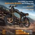 thumbnail image 5 of Movcan V70 Electric Bike for Adults, 750W 28MPH Electric Mountain Bike, 52V 23.4Ah, 20" Fat Tire, Full Suspension, Hydraulic Disc Brakes, Class 3,UL2849, 5 of 9