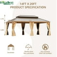 thumbnail image 5 of GAZEBETER 14' X 20' Permanent Hardtop Gazebo, Outdoor Galvanized Steel Double Roof Pavilion Pergola Canopy Wood-Looking with Aluminum Frame and Privacy Curtains for Garden,Patio, 5 of 8