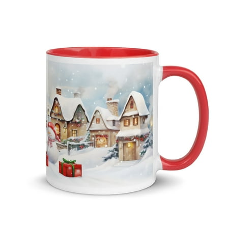 

Snowmen Village Christmas Mug – Festive Holiday Cheer (Red)
