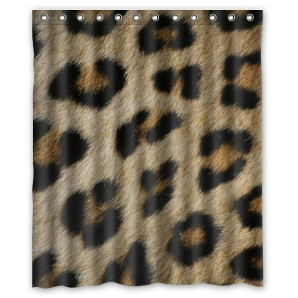 Greendecor Leopard Fur Animal Print, Animal Print Shower Curtain Set