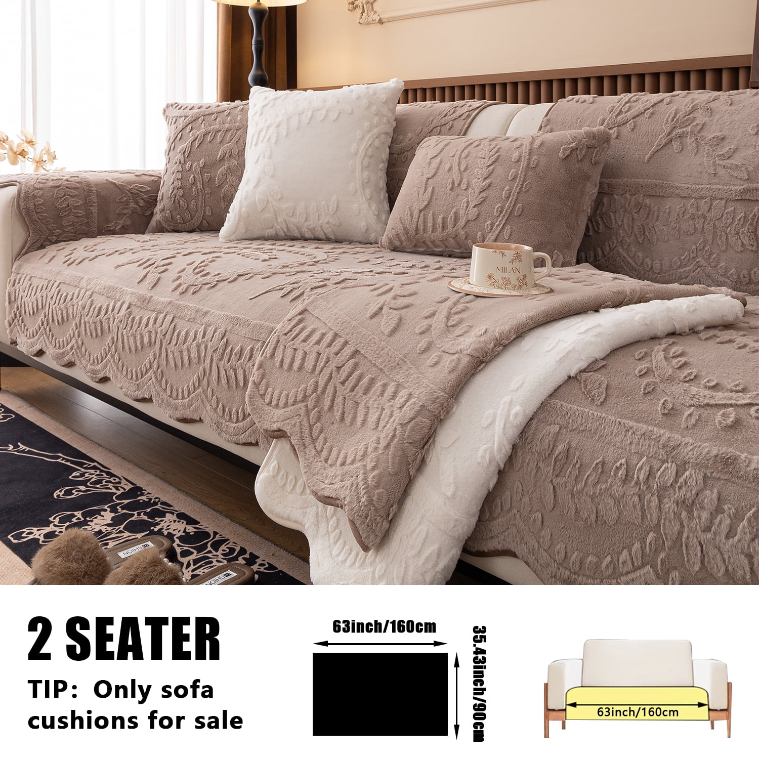 Thickened Anti-Slip Sofa Cover Scratch-Resistant & Wear-Resistant Pet-Friendly Design Soft Fabric Living Room Use Machine Washable Sofa Protector