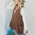 thumbnail image 3 of Autumn Winter Women's Solid Color V-Neck Sleeveless Knit Vest with Pocket - Cable Knit Tank Top Pullover, 3 of 11