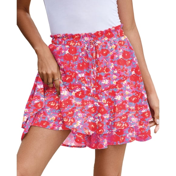 Camisa sencilla y divertida para conciertos de country con volantes florales para mujer