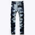 thumbnail image 2 of SOOMLON Men's Vintage Workwear Jeans Casual Straight Leg Trousers Clothes Tie Dye Casual Pants Denim Pants Slim Elastic Slim Button Pants Dark Blue XXL, 2 of 8