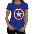 thumbnail image 1 of Captain America Women's Distressed Shield Royal T-Shirt-2XLarge, 1 of 8