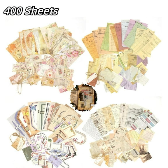 Chenfeng Vintage Journaling Supplies, Junk Journal Supplies Kit for DIY Crafts, Scrapbook Paper Kit