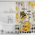 thumbnail image 3 of Yellow Gnomes Shower Curtain, Waterproof Shower Curtains for Bathroom, Vintage Daisy Honey Plaid Flower Washable Fabric Bathtub Curtain Set Bath Decor with 12 Hooks Long 72"x84", 3 of 8