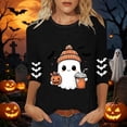 thumbnail image 2 of ZVAVZ Womens Halloween Tee Shirts Crew Neck Ghost Printed Top Cute Pumpkin Graphic Tees Fashion Bad Novelty Holiday T-Shirts Black L, 2 of 3