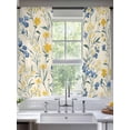 thumbnail image 2 of Seasonal Botanical Blooms Sheer Curtains 72 Inch Length 2 Panels Set, Blue Yellow Flowers Voile Window Treatment Rod Pocket Curtains Sheers Drapes for Bedroom/Living Room/Kitchen 52"x72"x2, 2 of 7