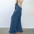 thumbnail image 7 of Maean Tall Pants for Women Long Elastic High Waist Wide Leg Loose Cotton Linen Trousers with Front Pockets, 7 of 7