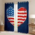 thumbnail image 2 of Manfei American Flag Heart Kitchen Curtains, Retro US Flag Black Out Curtains Pack of 2 (42x63 Each), Red White Blue, 2 of 6
