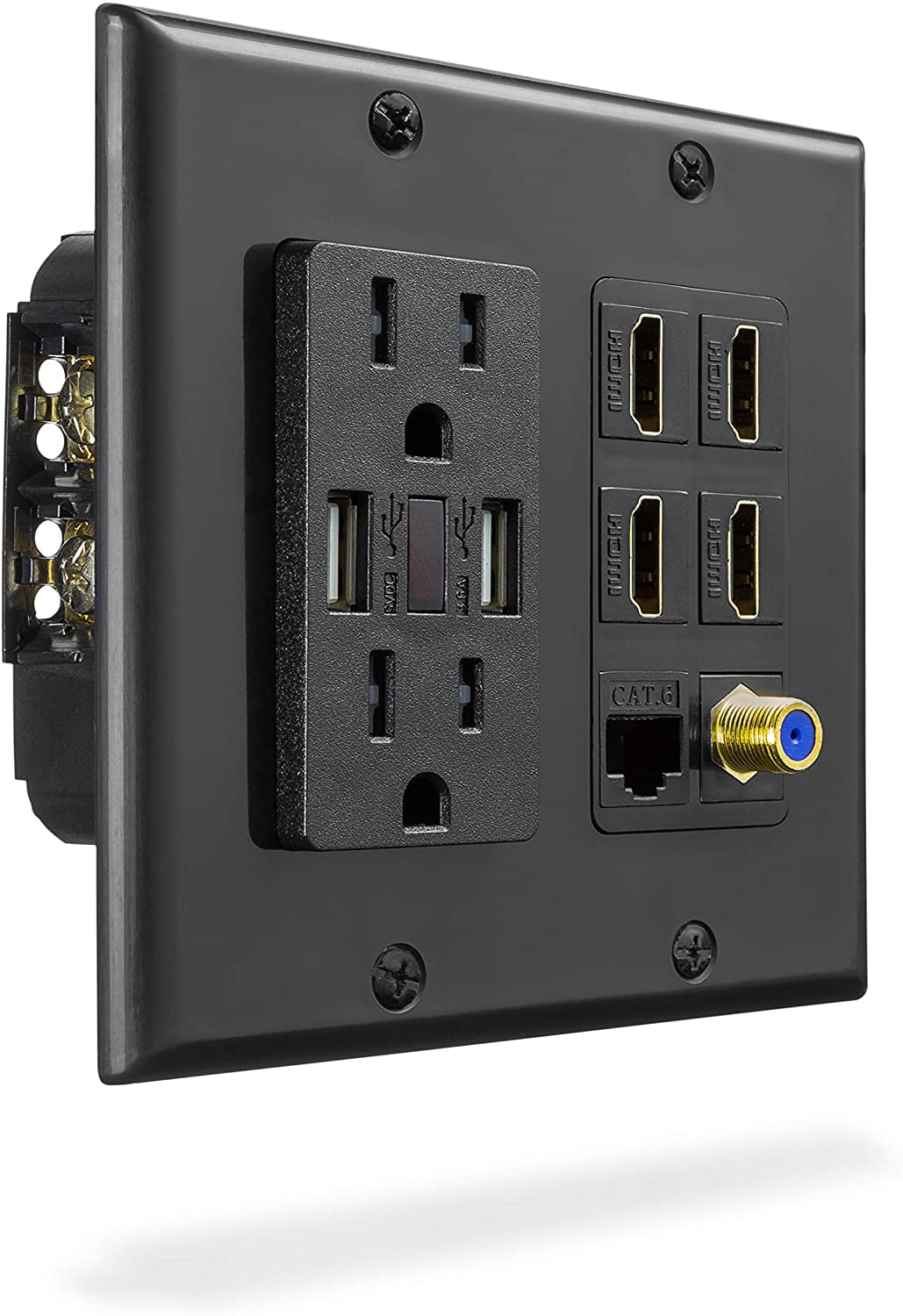 Black 125V 15A Loaded Hubbell Wiring Systems RJ650BK tradeSELECT JLOAD Standard Multimedia Outlet with F-Connector