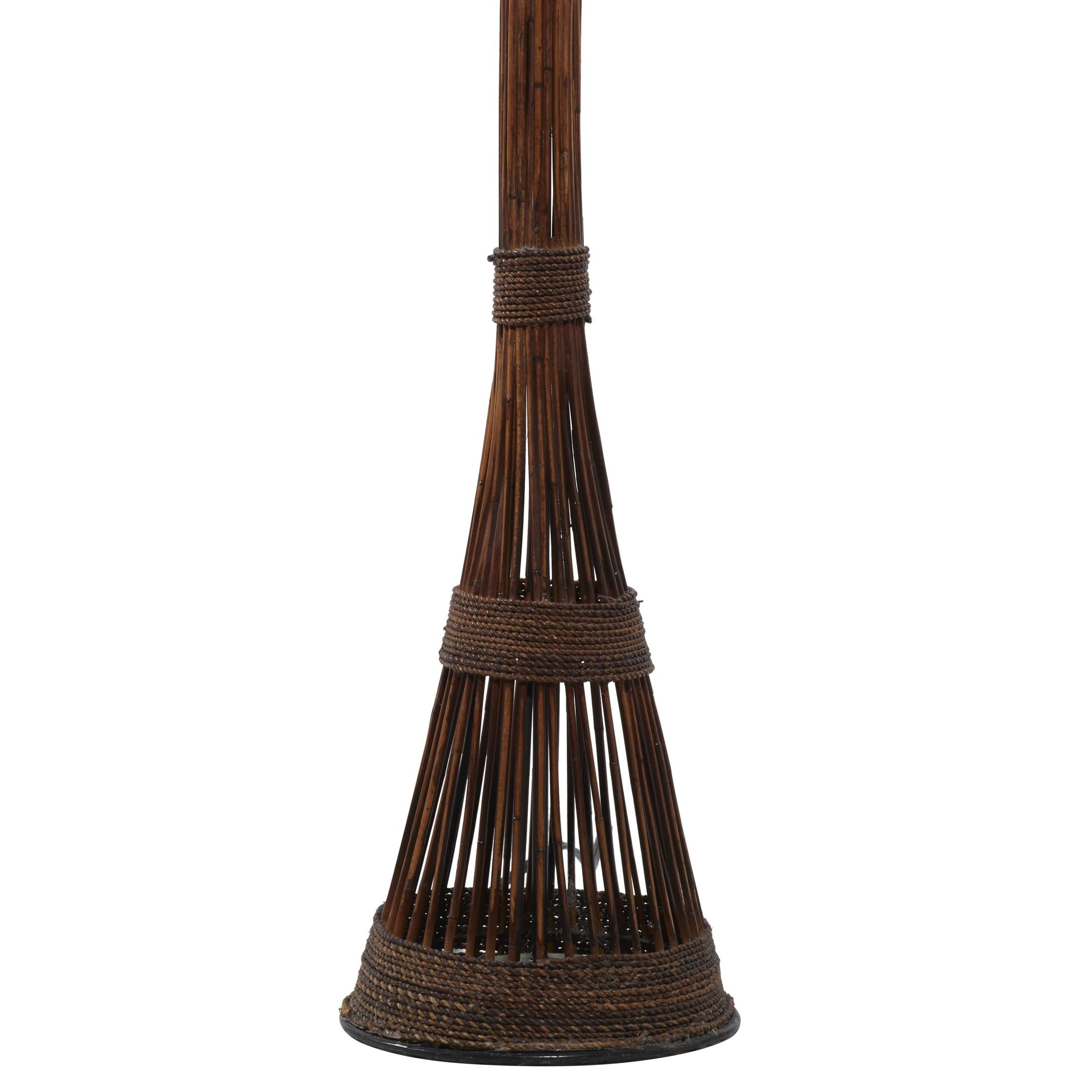 DecMode 59" Brown Floor Lamp with Cream Paper Shade