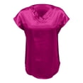thumbnail image 5 of XIAOCHA Dolman Sleeve Satin Tops For Women Short Sleeve V-Neck Pullover Top Elegant Office Party Tops, 5 of 6