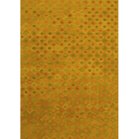 Ahgly Company Machine Washable Indoor Rectangle Abstract Yellow Contemporary Area Rugs, 5' x 8'
