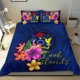 thumbnail image 2 of Juego de Ropa de Cama Polinesia - Islas Cook Juego de Funda Nórdica Floral con Foca Azul, 2 of 5
