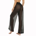 thumbnail image 5 of RUEWEY Pantalones de malla transparente para mujer, traje de baño, parte inferior de bikini, cintura elástica, pierna ancha, pantalones largos palazzo (2XL negro), 5 of 5