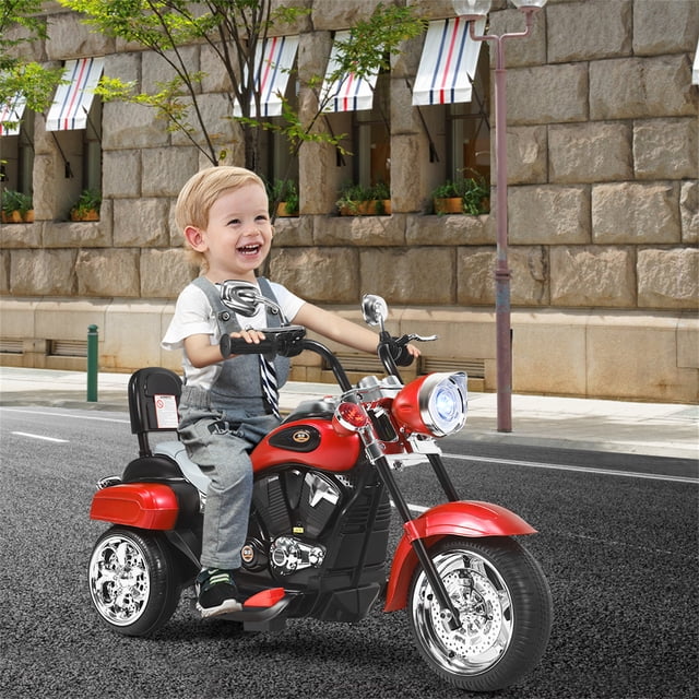 Moto en Estilo Chopper Costway para Niños Rojo con Música