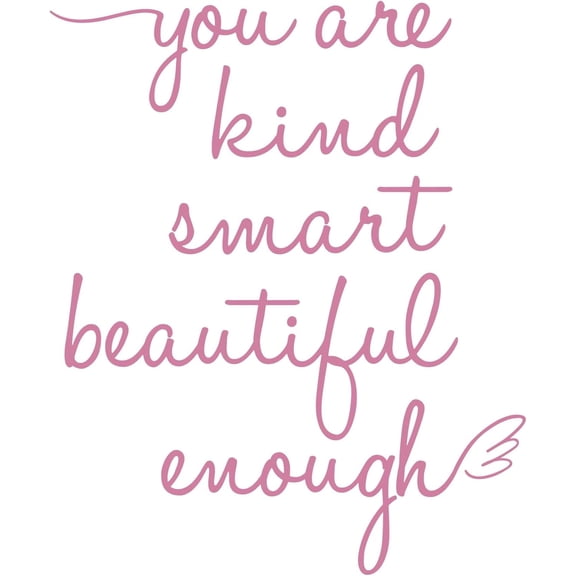 Affirmation Stickers You are Kind Smart Beautiful Enough, Mirror Wall Decor for Bathroom, Vinyl Peel and Stick Wall Decals for Home Decor Living Room Bedroom Girl Home Decoration (White)