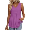 thumbnail image 2 of Womens Tank Tops 2026 Boho Fashion Clothing Flowy Peplum Top Sleeveless V Neck Babydoll Tank Top Purple L, 2 of 5