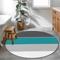 thumbnail image 3 of Round Rugs 3.3Ft, Teal Grey Striped Round Area Rug Washable Indoor Throw Carpet, Farmhouse Modern Soft Non Slip Circle Rug for Laundry Room Patio Home Decor Aesthetic, 3 of 8