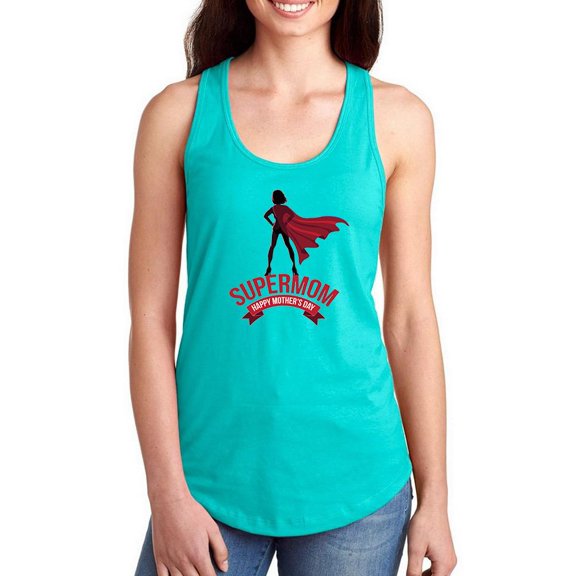 Mothers Day Supermom Banner Racerback Tank Women -Image by Shutterstock, Female Medium