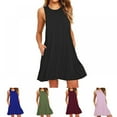 thumbnail image 5 of Women's Summer Sleeveless Casual Swing Simple T-Shirt Loose Dresses Beach Dress Cover Ups With Pockets, 5 of 5