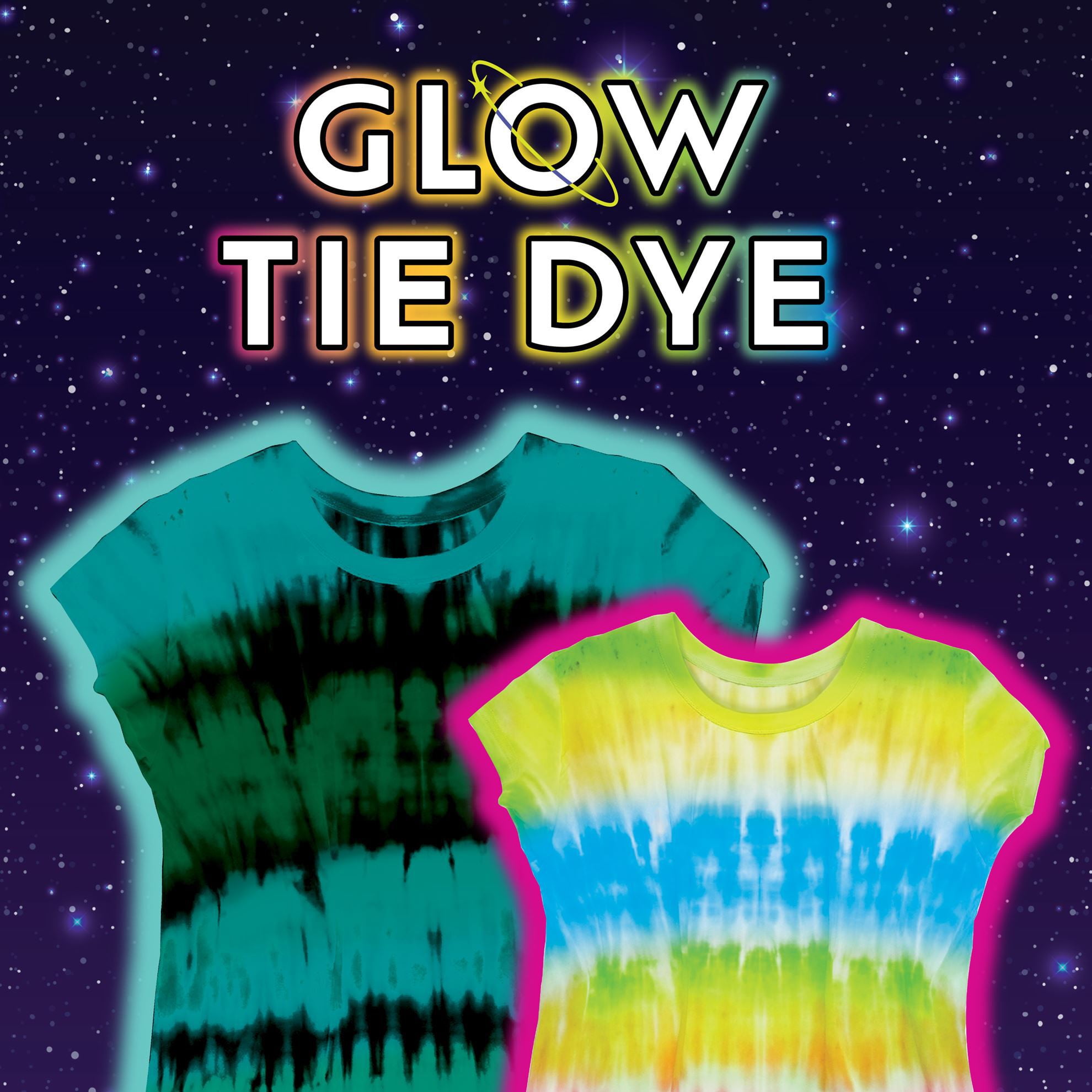 Tulip Glow Tie-Dye Tub, Design Your Looks, Add Glow Effects to Your Favorite Colors, Includes 18 Easy-Squeeze Dye Bottles and Glow Pigments/Mixers, All-in-One Party Activity Kit, 77 pieces