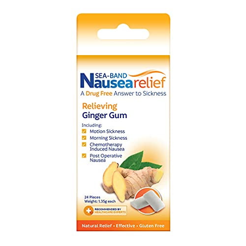 SeaBand AntiNausea Ginger Gum For Motion & Morning Sickness, 24