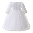 thumbnail image 4 of Gubotare Flower Girl Dress Toddler Toddler Baby Girl Dress Ruffle Long Sleeve Backless Casual Party Princess Dresses Kids Summer Sundress (White,Size 18-24 Months), 4 of 9