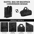 thumbnail image 3 of New York Xpress 40L Convertible Duffel Bag,Heavy-Duty Water-Resistant Travel Bag with Backpack Straps, Black - LX737, 3 of 10