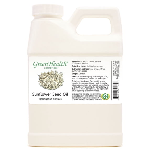 GreenHealth Sunflower Seed Carrier Oil White Plastic Jug with Cap 16 fl oz