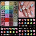 thumbnail image 3 of 1 Box Of Colorful Multi Style Resin Flower Soft Lily Nail Charms Sparkling Rhinestone Flat Bottom Pearl Nail Art Decoration DIY Accessories, 3 of 8