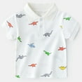 thumbnail image 2 of Tisuna Toddler Boys Shirt Dinosaur Print Short Sleeve Lapel Neck Tops Cute Lovely Summer Kids Outwear White Size 5-6 Years, 2 of 9