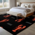 thumbnail image 5 of Area Rug 60×96in, Abstract Red Lobster on Black Floor Carpet Living Room Rug, Ocean Waves Marine Life Non-Slip Welcome Mat Indoor Rugs for Bedroom Dining Room, 5 of 9