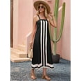 thumbnail image 2 of Women Bohemian Floral Dress Summer Casual Color Block Maxi Beach Overall Dress Coverups Black S, 2 of 6