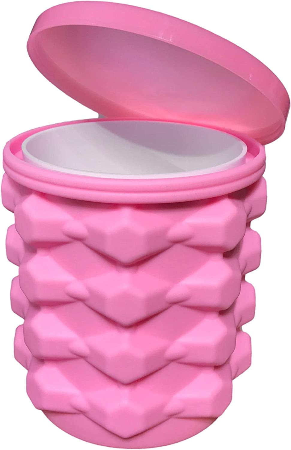 The Ultimate Mini Ice Cube Maker Pink Silicone Bucket Ice Mold and Storage  Bin, Portable 2 in 1 Ice Cube Maker, Small Ice Container Makes Frozen Ice