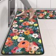 thumbnail image 2 of Kitchen Rugs Sets Of 2,Pioneer Flower Floral Print Pattern Anti Fatigue Kitchen Mat Rugs Non Slip Washable,Decorative Kitchen Floor Mats for Kitchen,Sink,Laundry,17"x47"+17"x47", 2 of 5