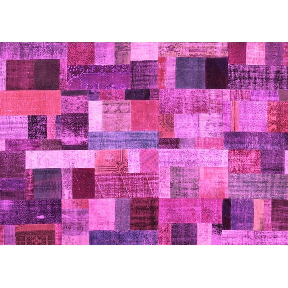 Ahgly Company Indoor Rectangle Patchwork Pink Transitional Area Rugs, 5' x 8'